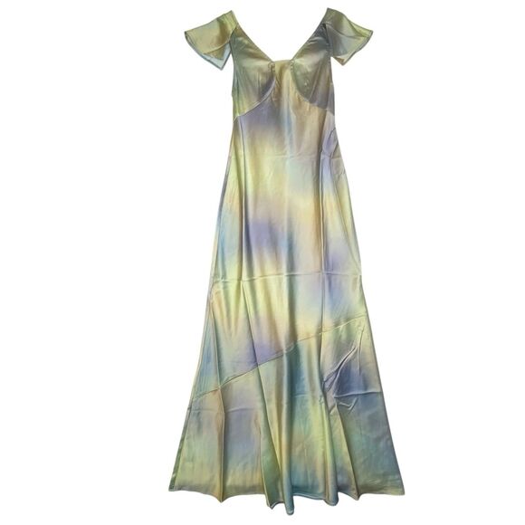 WeWoreWhat Slip Maxi Satin Dress XS Rainbow Babydoll Flowing Tiered Dainty Party - Picture 3 of 11